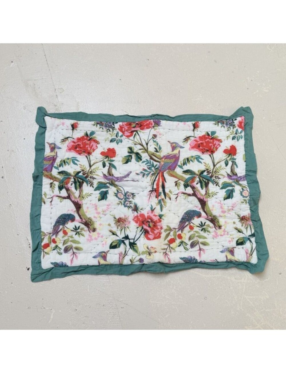 World Market Quilted Pillow Shams Cottage Flowers Birds Garden Farmhouse 20x26